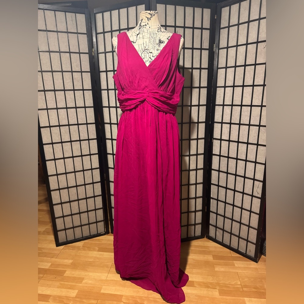 NWT Donna Morgan Silk Knot Twist Pleated Formal Evening Gown Dress vibrant sz 16